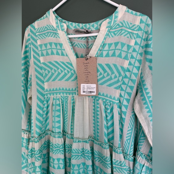 Devotion Twins Embroidered Ella Tunic Dress Green Size XS NWT - Picture 6 of 9